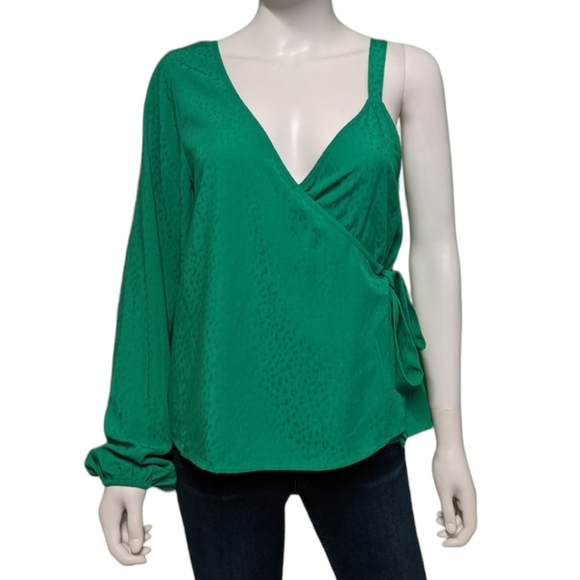 Sanctuary Dani One Shoulder Wrap Top Emerald, S - Picture 3 of 8